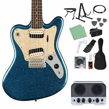 ギター Squier by Fender Paranormal Super-Sonic Squier Paranormal Super-Sonic Electric Guitar - Blue Sparkle